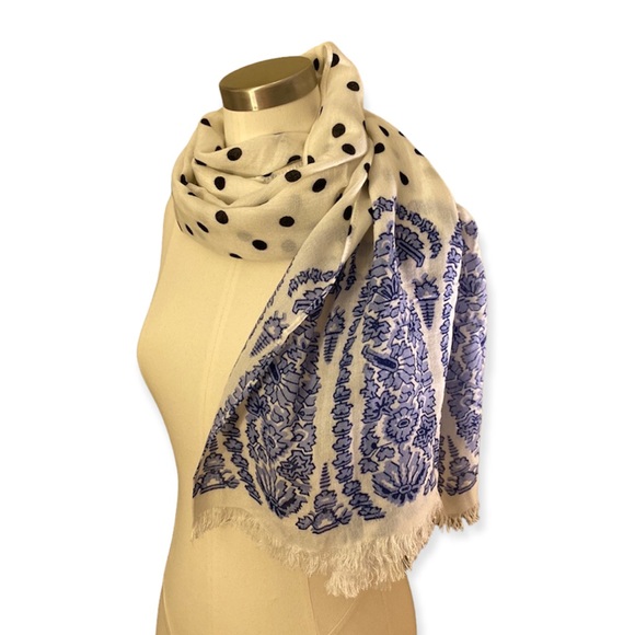 J. Crew Accessories - NWT J.Crew Wool Blend Scarf in Polka Dot & Paisley Print